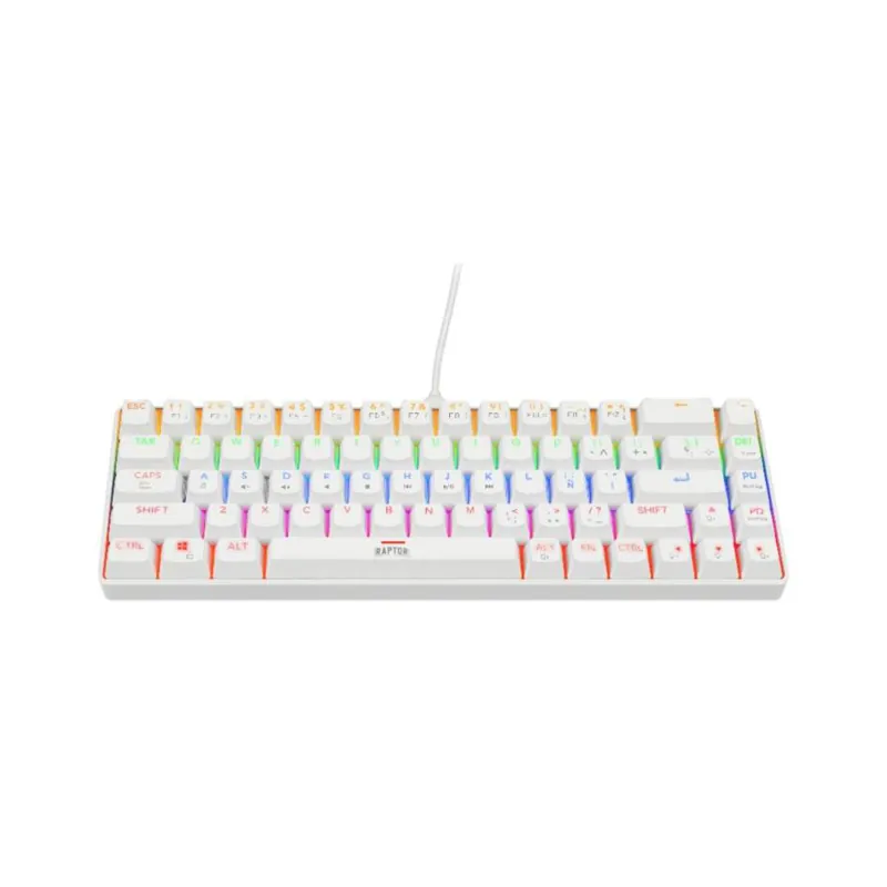 Teclado USB Raptor Fireclaw M68 Mecánico Retroiluminado Blanco