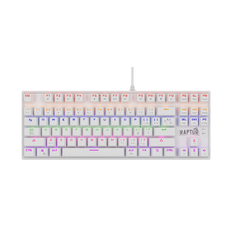 Teclado USB Raptor Fireclaw M87 Mecánico Retroiluminado Blanco