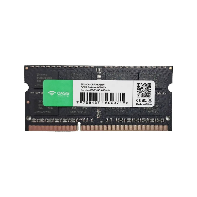 Memoria Ram Sodimm DDR3 Oasis 8GB 1600 1.5V Bulk