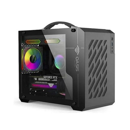 Gabinete Oasis Atomix Black Con Manija + Panel De Vidrio