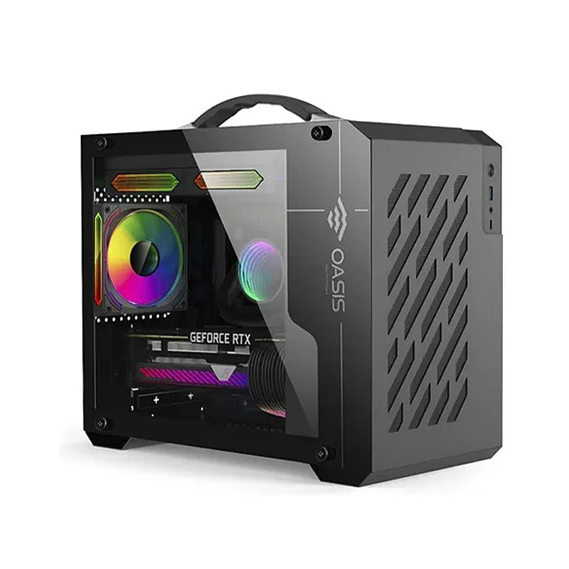 Gabinete Oasis Atomix Black Con Manija + Panel De Vidrio