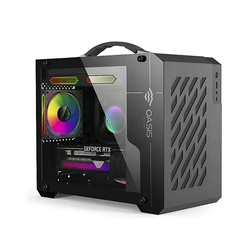 Gabinete Oasis Atomix Black Con Manija + Panel De Vidrio