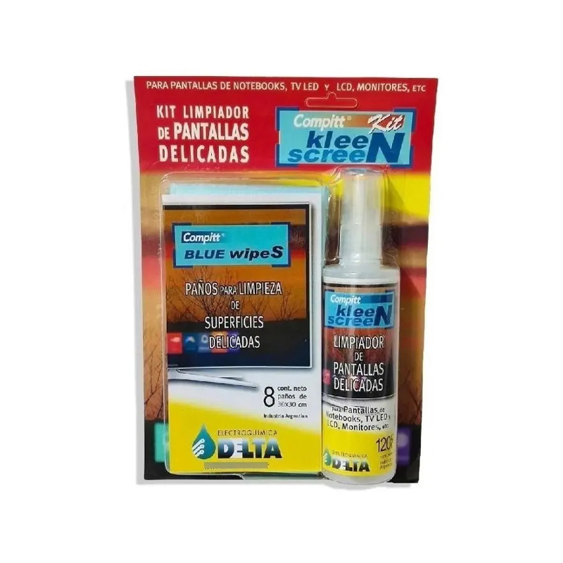 Kit Limpieza De Pantalla LCD Delta 120CC + 8 Paños